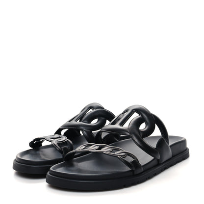 Hermes Nappa Extra Sandals 37 Black 3 of 9