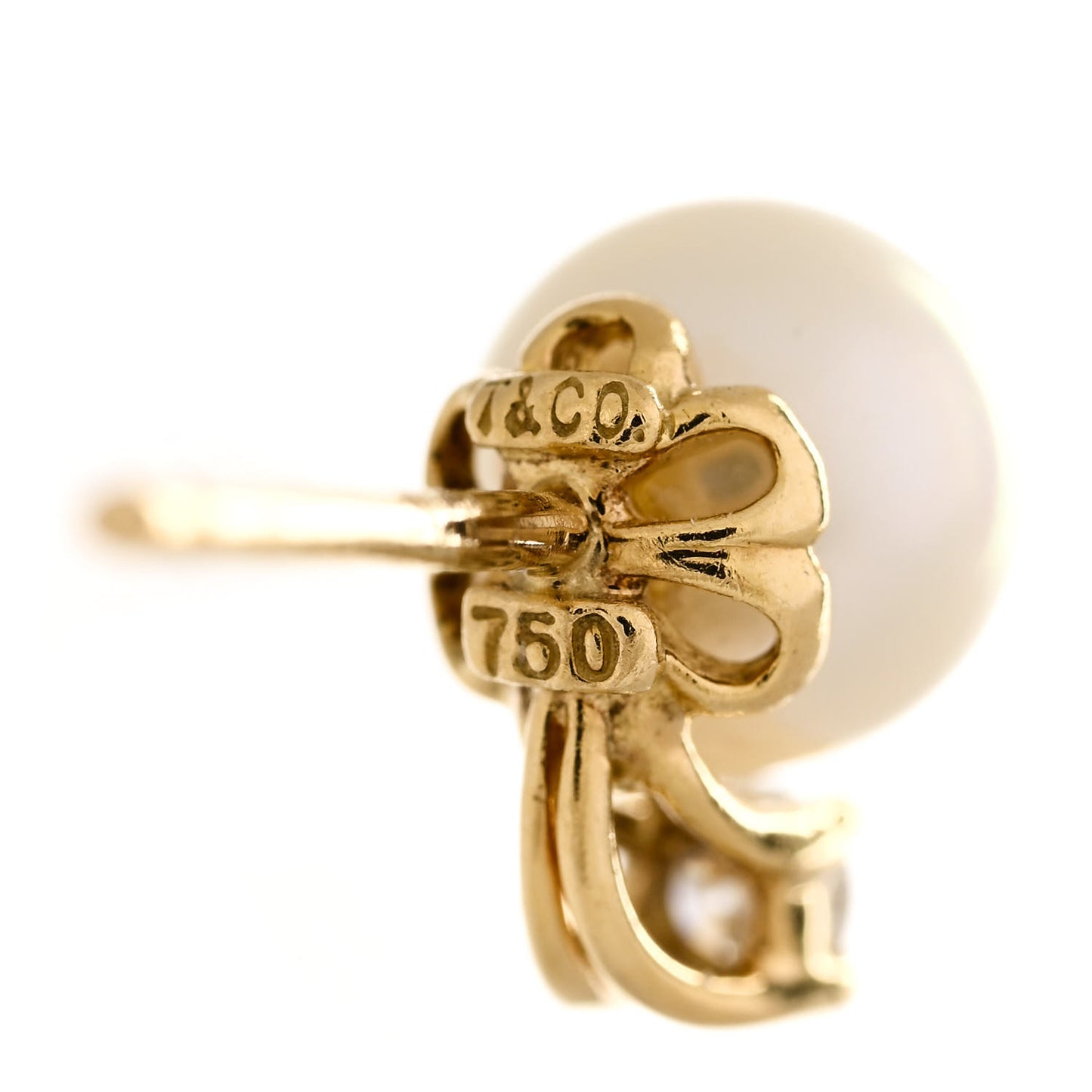 18K Yellow Gold Diamond Akoya Pearl 6.5-7mm Signature Earrings