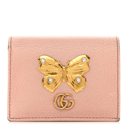Gucci Pebbled Calfskin Butterfly Card Case Perfect Pink 1 of 7
