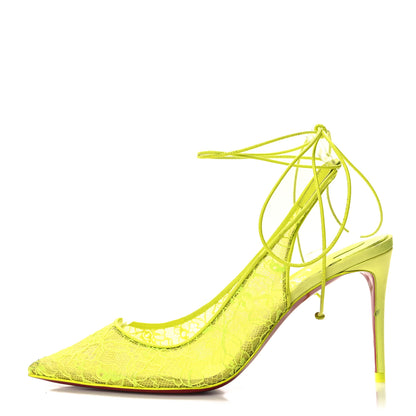 Christian Louboutin Kate Lace 85 Pumps 37 Neon Yellow 1 of 9