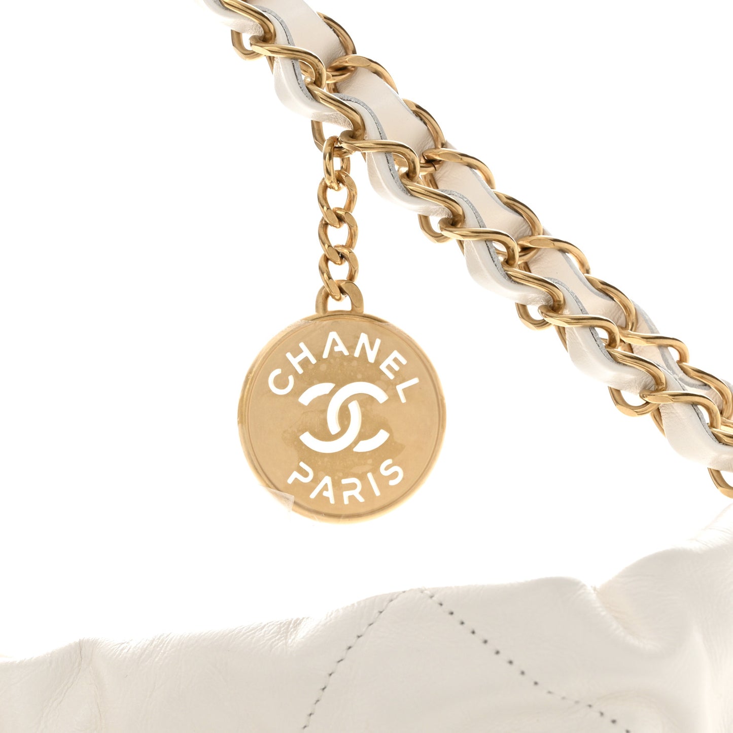 Shiny Calfskin Quilted Chanel 22 White