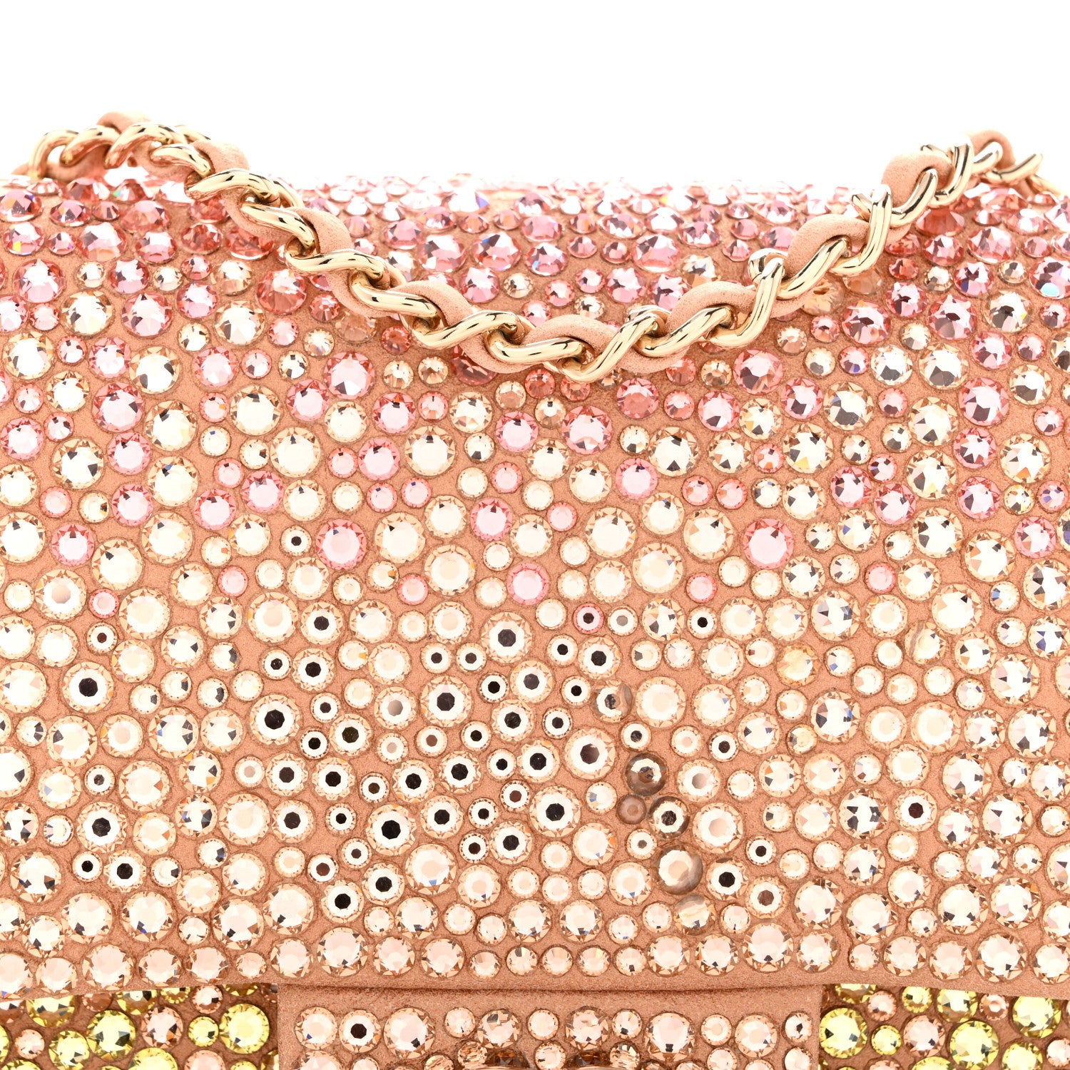 Chanel Suede Calfskin Crystal Mini Flap Pink Golden 7 of 13