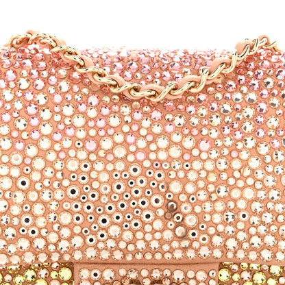 Chanel Suede Calfskin Crystal Mini Flap Pink Golden 7 of 13