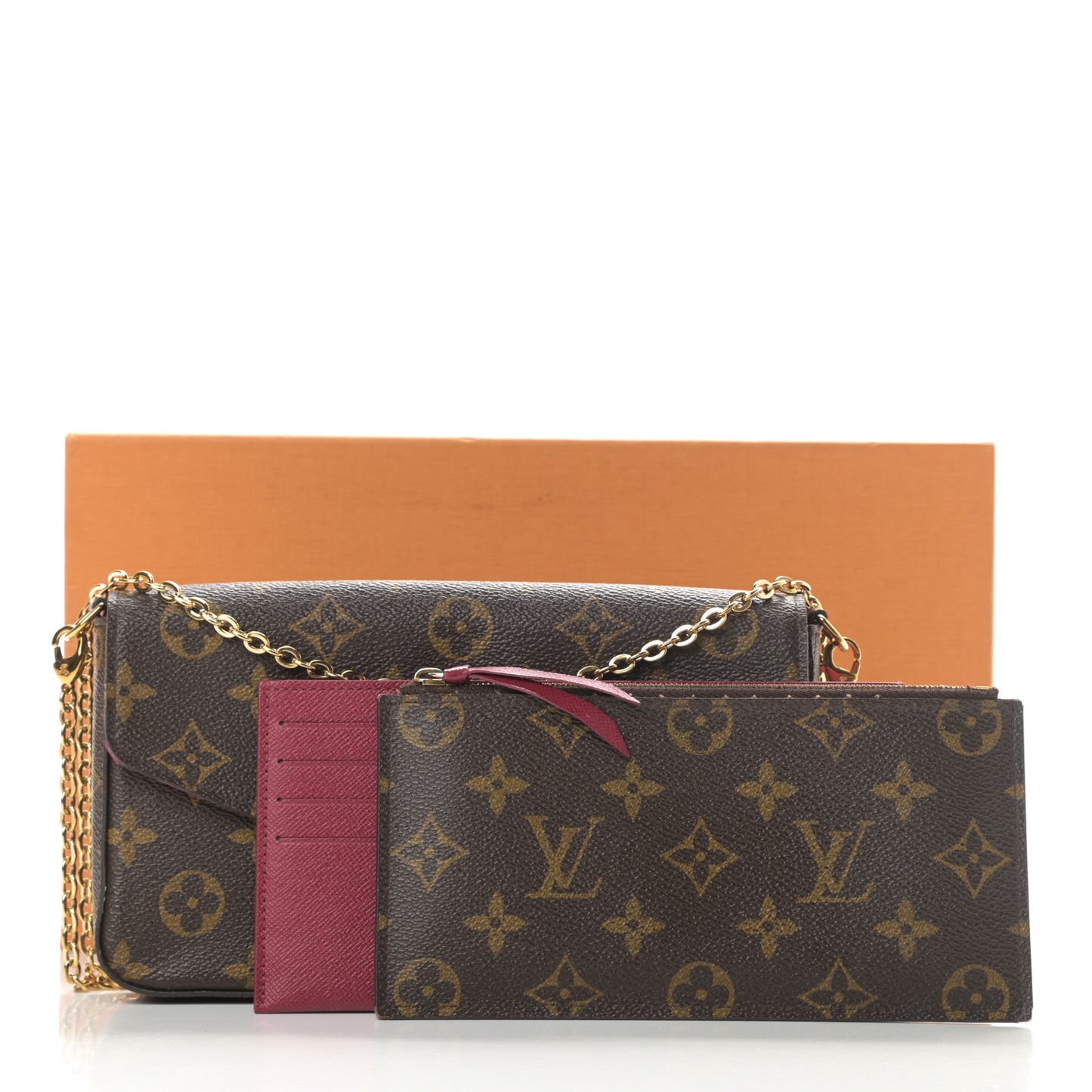 Monogram Pochette Felicie Chain Wallet Fuchsia