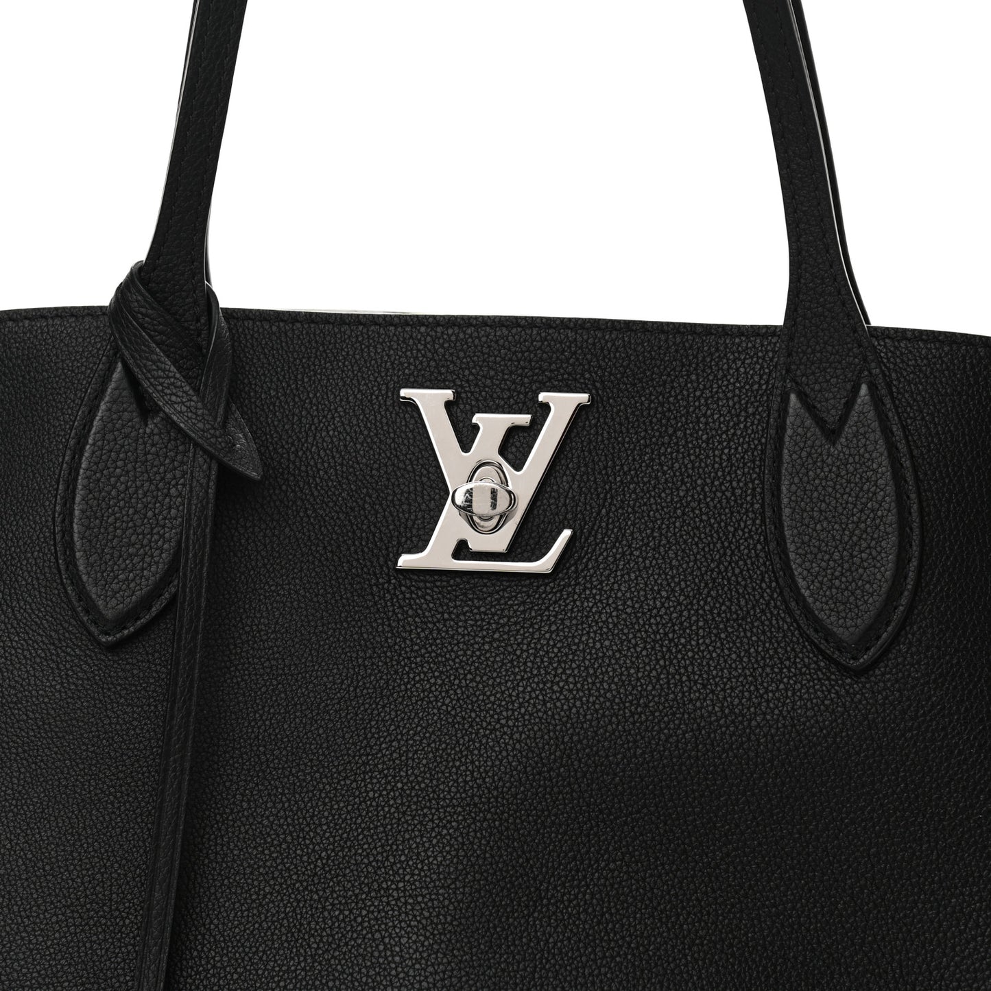 Calfskin Lockme Go Tote Black