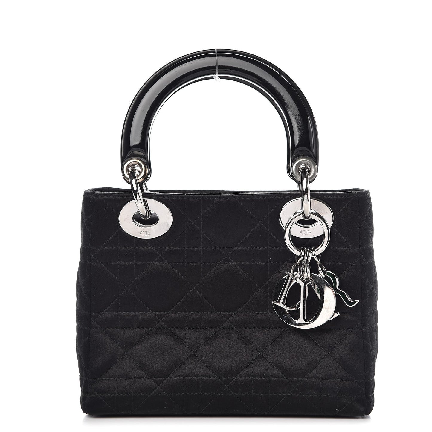 Satin Patent Cannage Mini Lady Dior Black