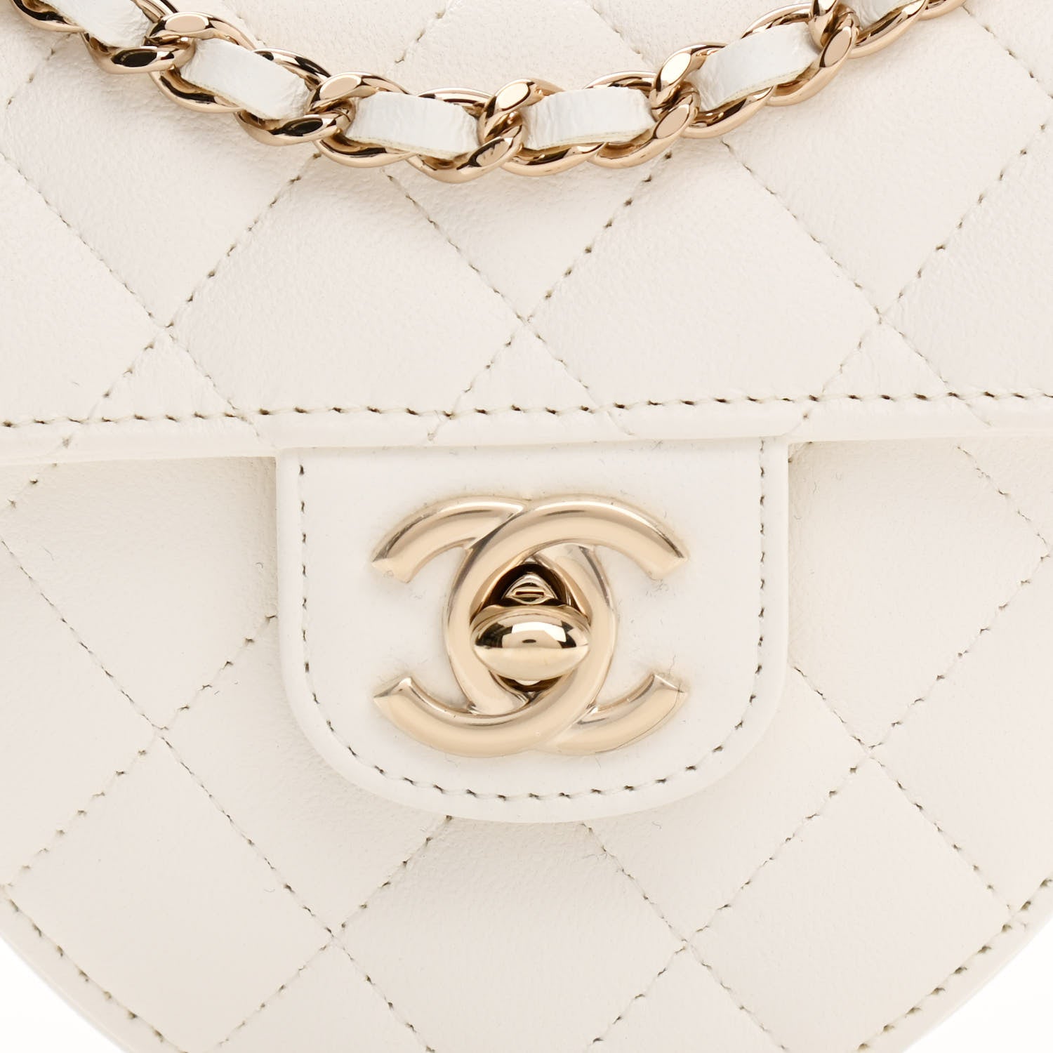 Chanel Lambskin Quilted CC In Love Heart Clutch With Chain White 8 of 11