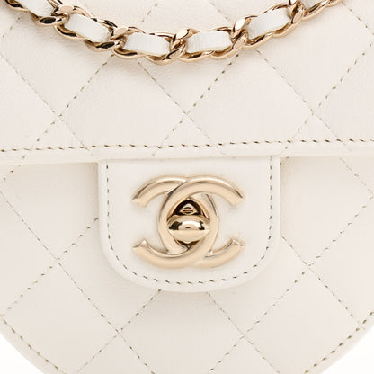 Chanel Lambskin Quilted CC In Love Heart Clutch With Chain White 8 of 11
