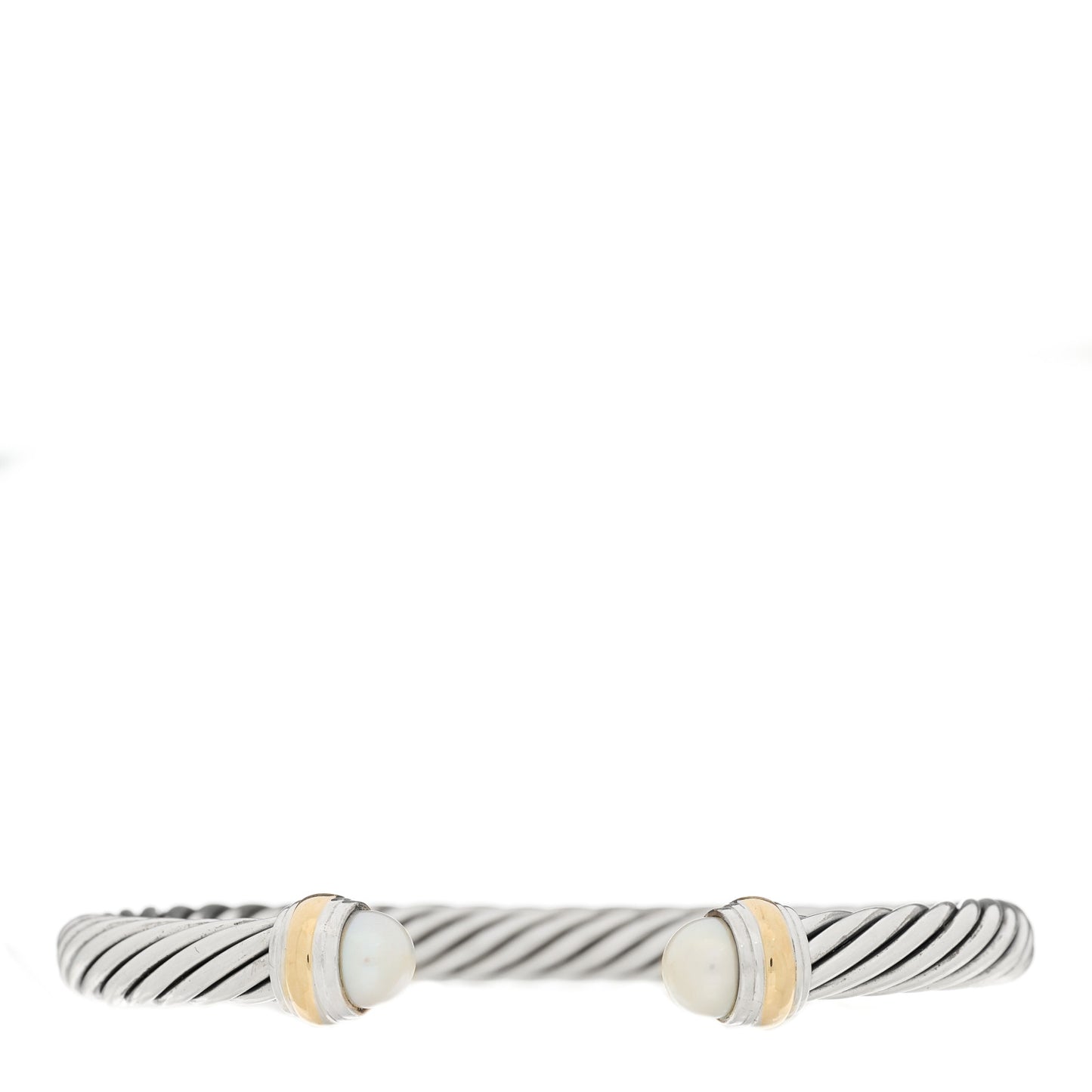 Sterling Silver 14K Yellow Gold Pearl 7mm Cable Classics Bracelet