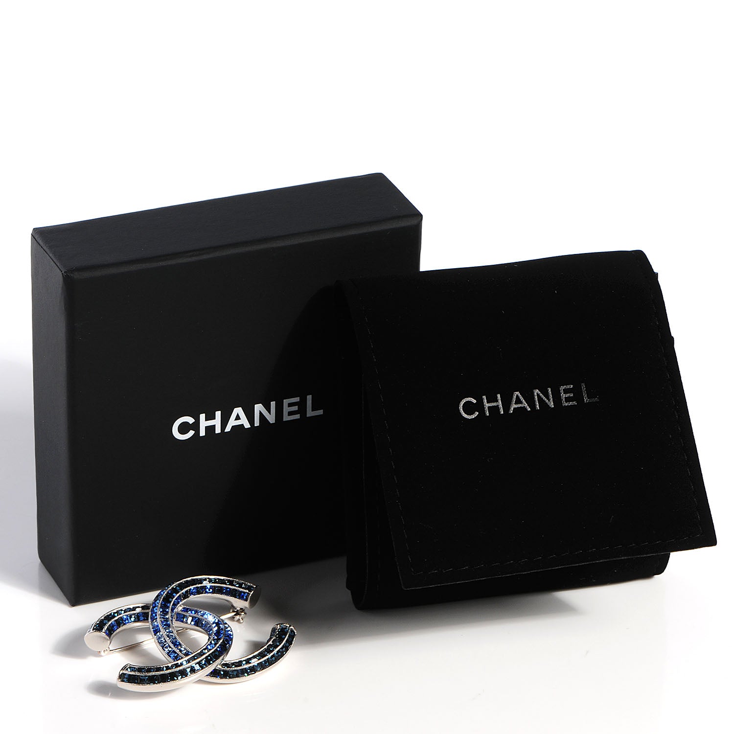 Chanel Crystal Baguette CC Brooch Blue 5 of 5
