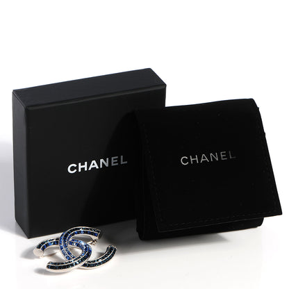 Chanel Crystal Baguette CC Brooch Blue 5 of 5