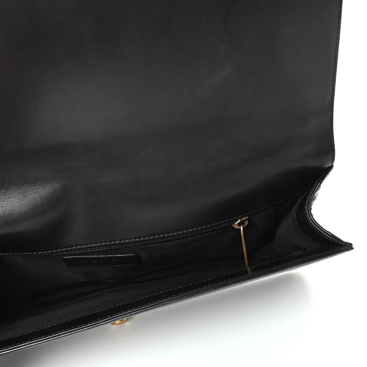 Glazed Calfskin Jumbo Boy Clutch Black