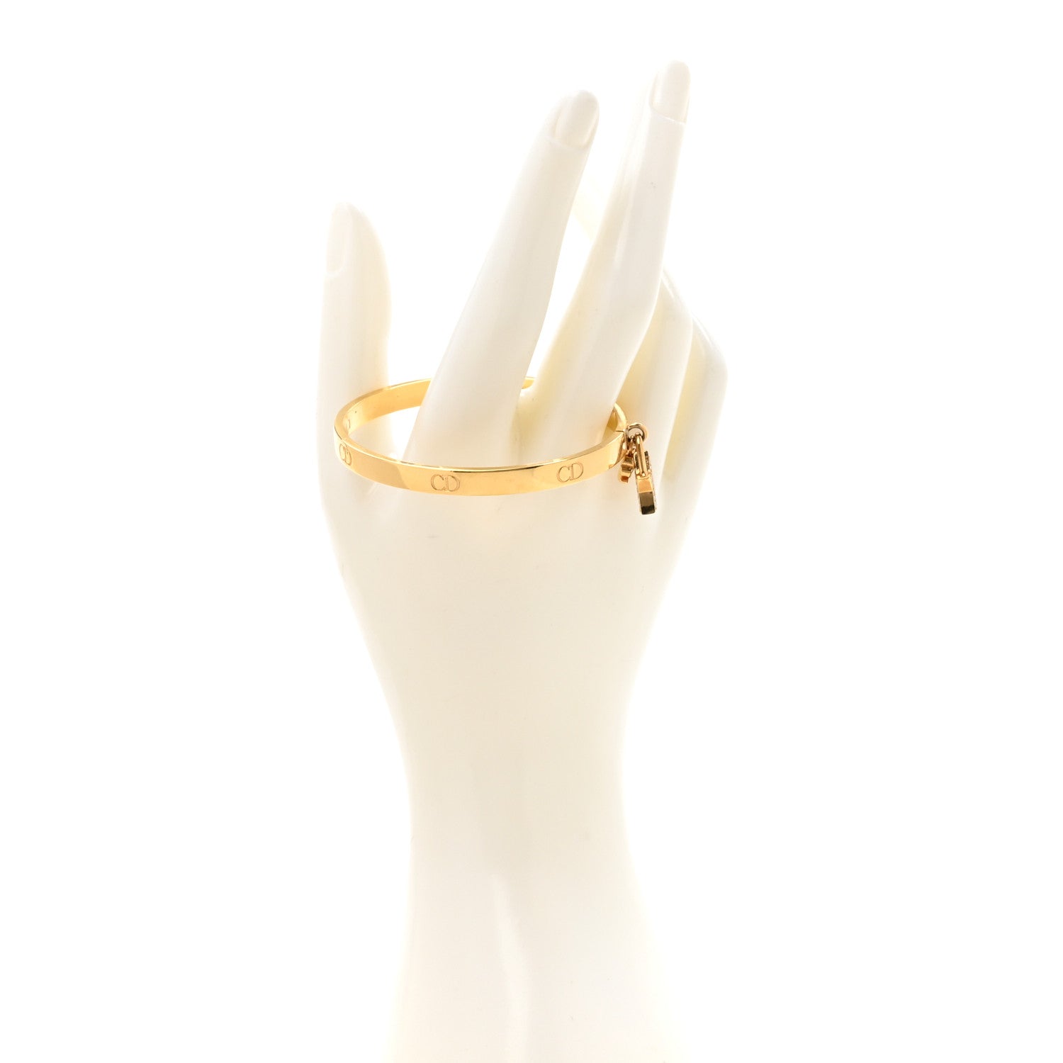 Christian Dior Metal Crystal Lucky Locket Star Bracelet Gold