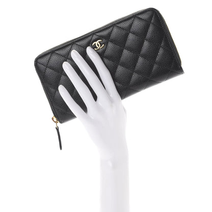 Chanel Caviar Quilted Large Gusset Zip Around Wallet Black 2 of 11