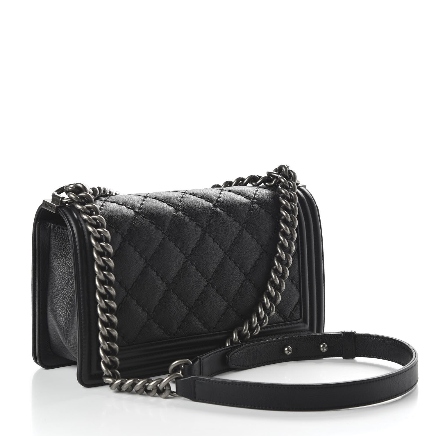 Chanel Calfskin Double Stitch Medium Boy Flap Black 2 of 10