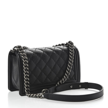 Chanel Calfskin Double Stitch Medium Boy Flap Black 2 of 10