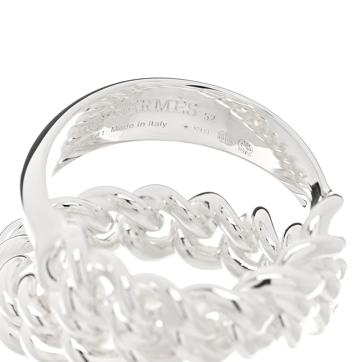 Hermes Sterling Silver MM Boucle Selier Inflexible Ring 52 6 4 of 5