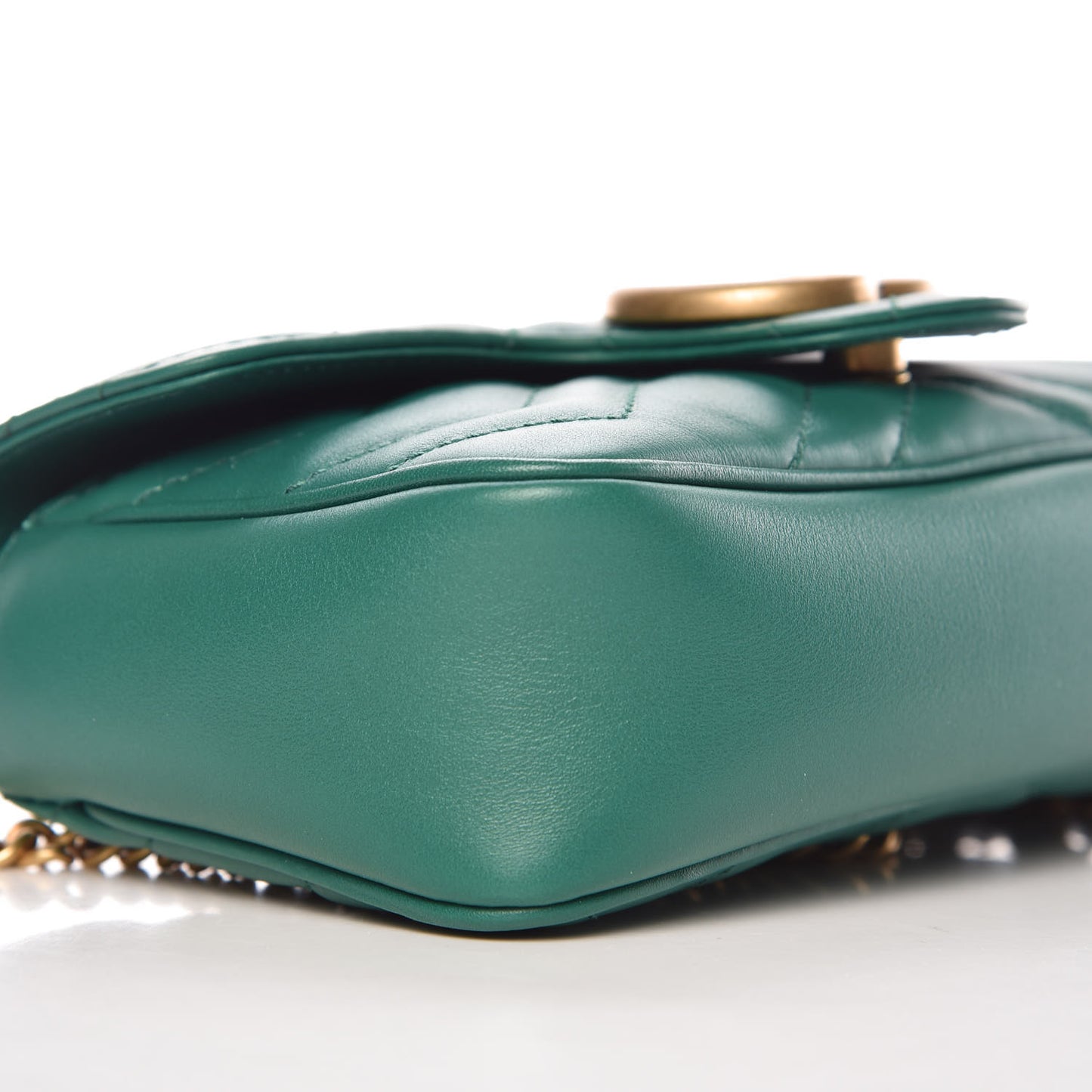 Calfskin Matelasse Super Mini GG Marmont Shoulder Bag Emerald Green
