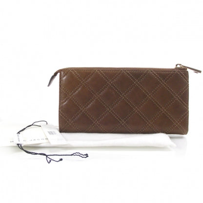 Marc Jacobs Leather Quilted Zip Clutch Wallet Brown 2 of 11