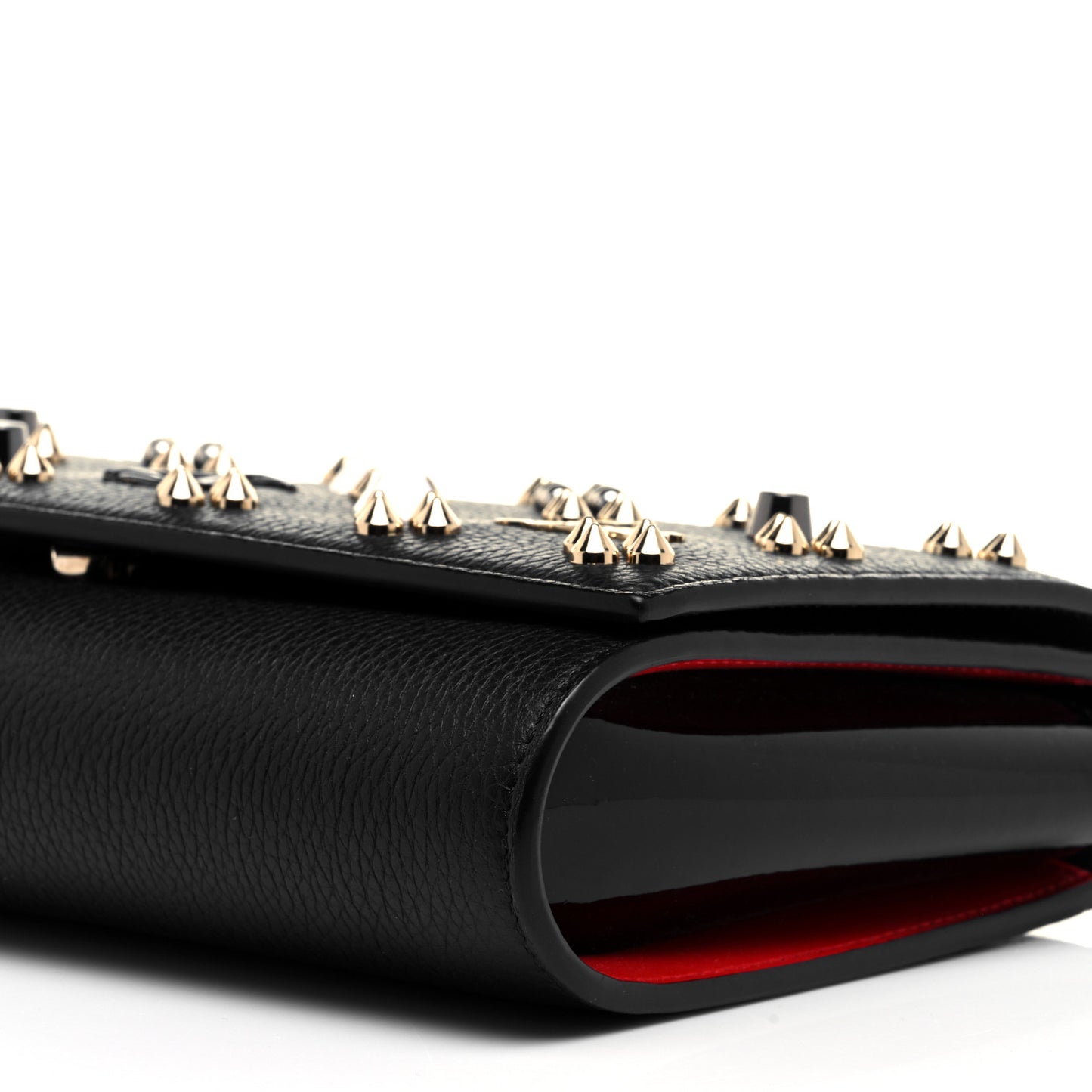 Grained Calfskin Spikes Loubinthesky Paloma Wallet On Chain Black Multimetal