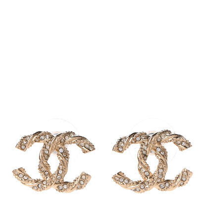Chanel Crystal Twisted CC Earrings Gold 1 of 5