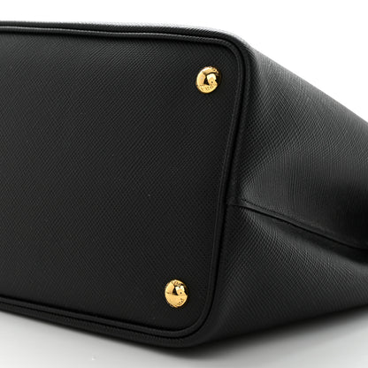 Prada Saffiano Cuir Medium Double Bag Black Fuoco 9 of 9