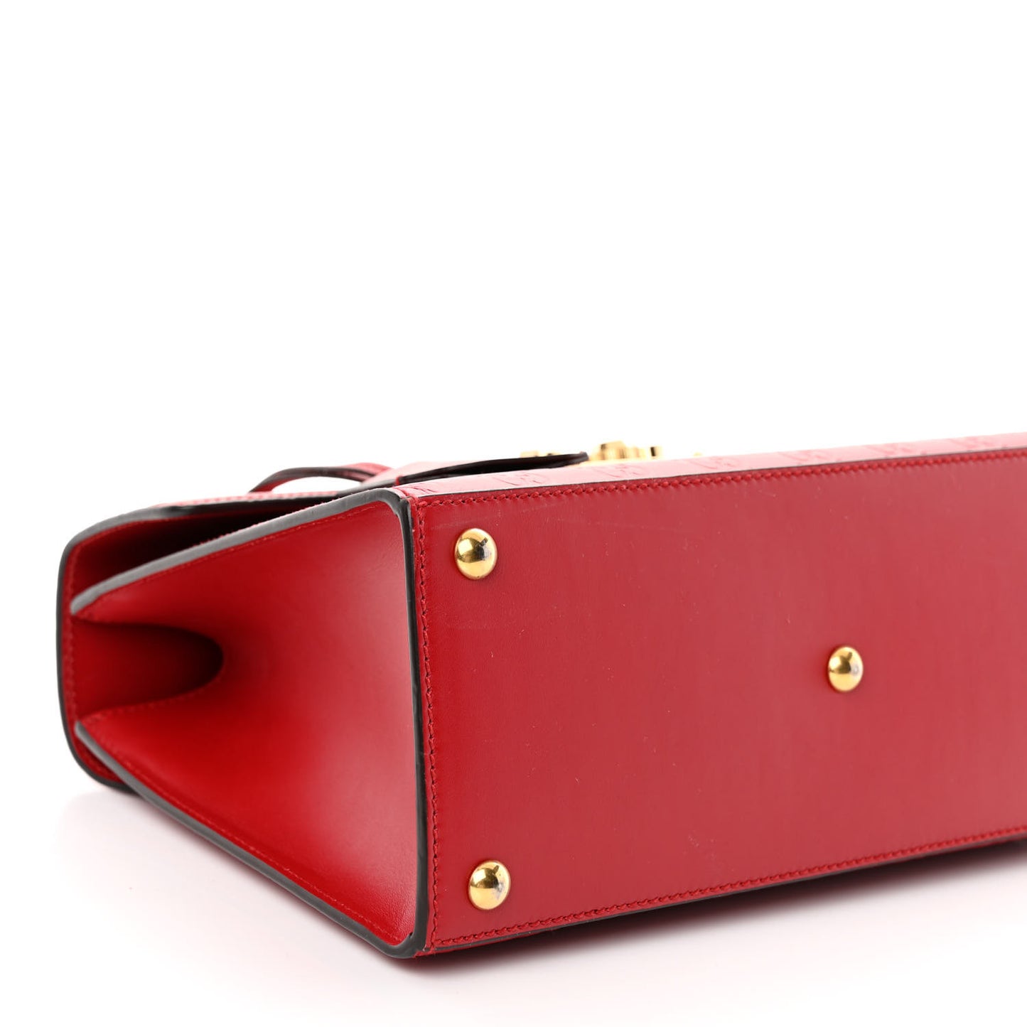 Guccissima Signature Small Padlock Top Handle Bag Hibiscus Red