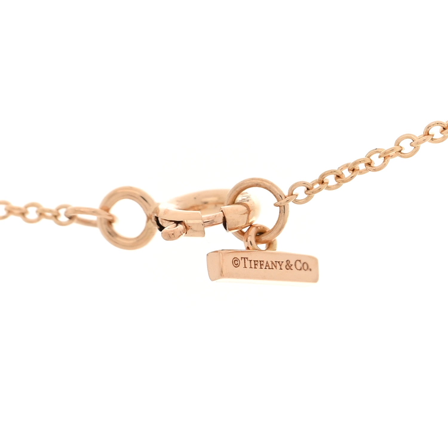 Tiffany 18K Rose Gold Diamond Mother of Pearl Small T Circle Pendant Necklace 5 of 5