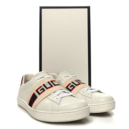 Gucci Calfskin Stripe Mens New Ace Sneakers 9 White Ecru Red Flame 9 of 9