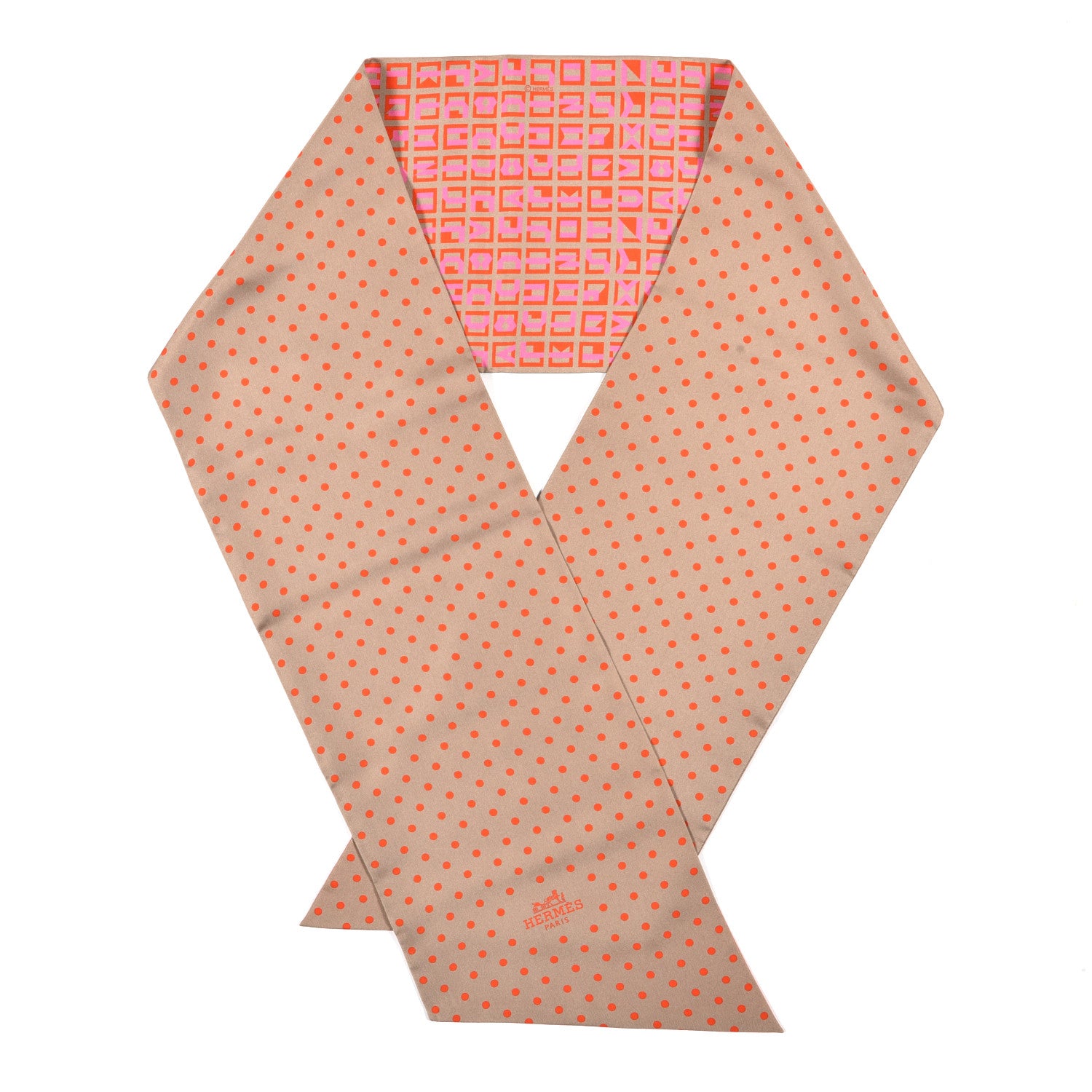 Hermes Silk Lettres Et Pois Maxi Twilly 1 of 4