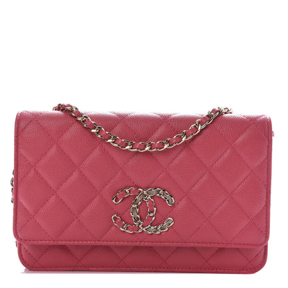 Chanel Caviar Quilted French New Wave Chain CC Wallet On Chain WOC Pink 1 of 12