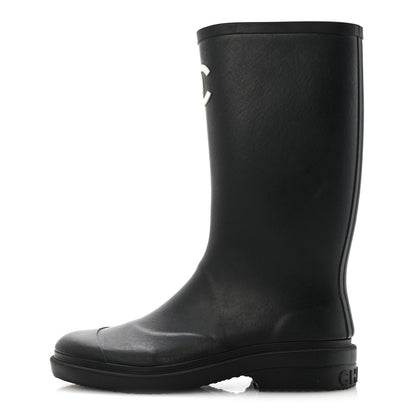 Chanel Caoutchouk CC High Boots 39 Black 1 of 9