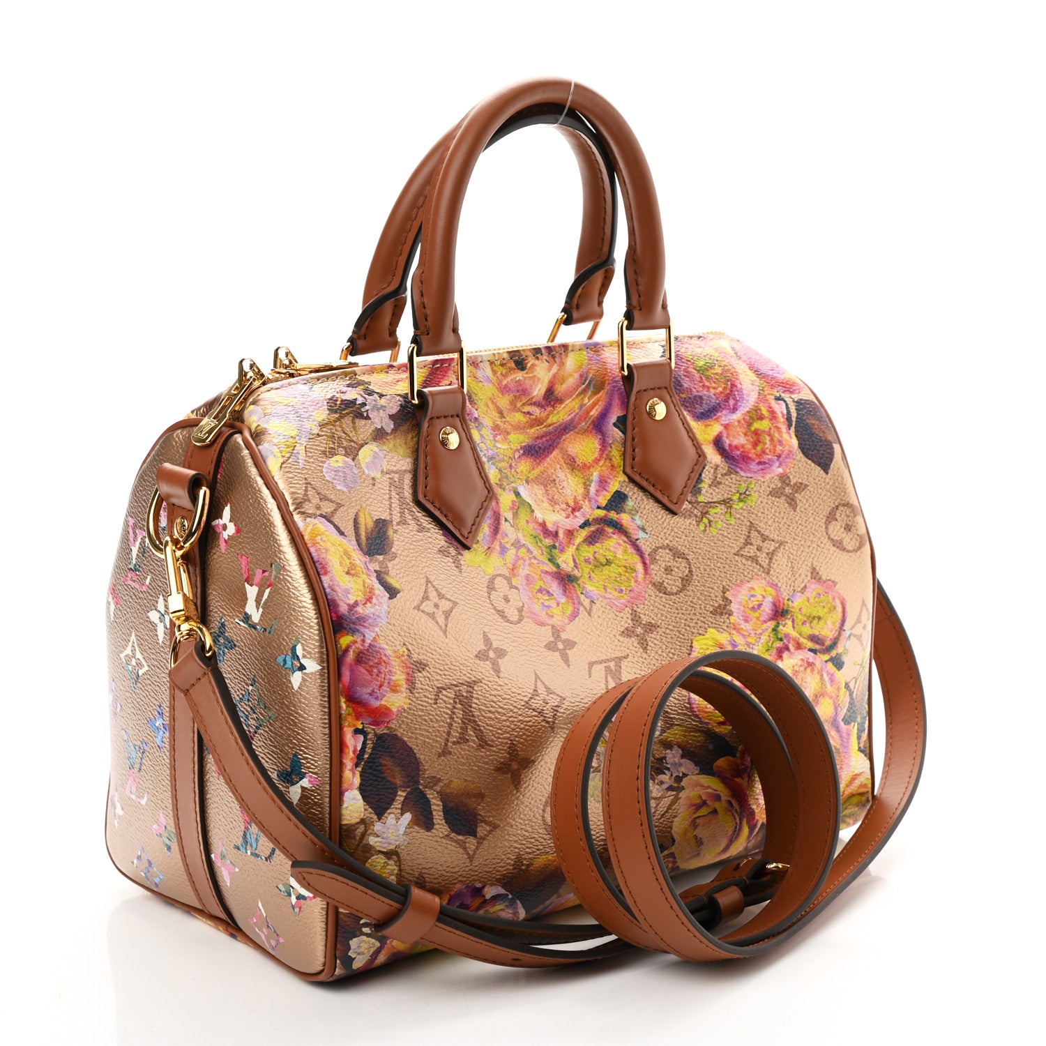Louis Vuitton Metallic Monogram LV Garden Speedy Bandouliere 25 Gold 3 of 10