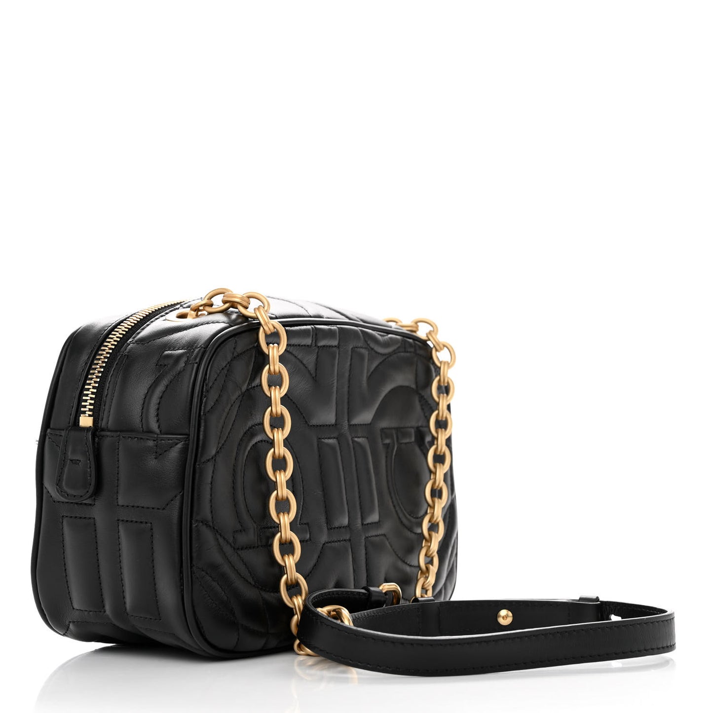 Calfskin Quilted Gancini Camera Bag Black