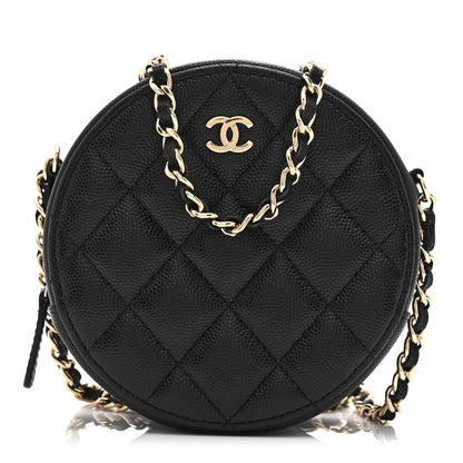 Chanel Caviar Quilted Round Clutch With Chain Black 1 of 10