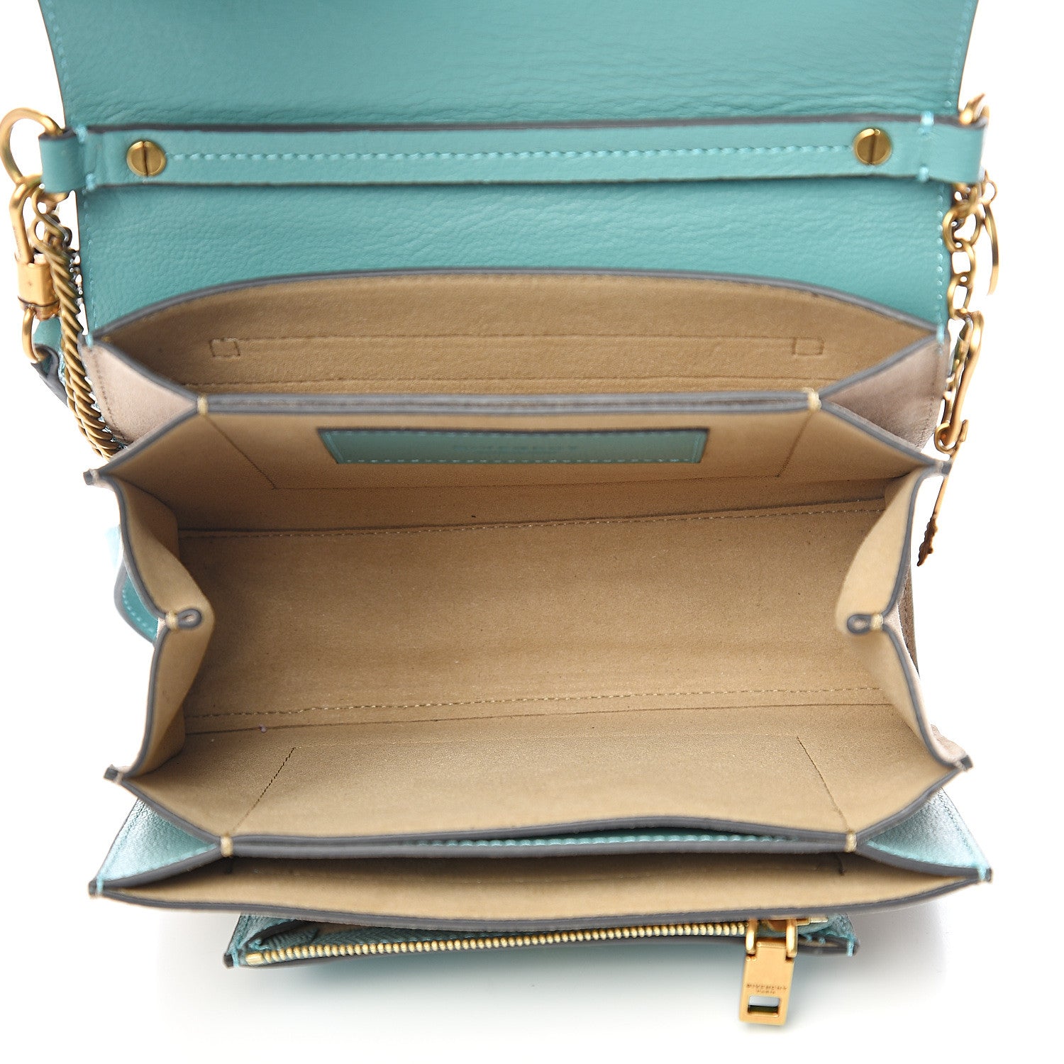 Givenchy Sugar Goatskin Small GV3 Shoulder Bag Light Blue Tan 4 of 10
