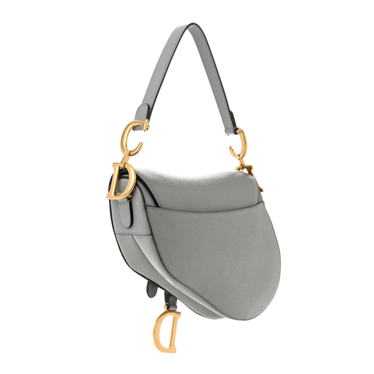 Grained Calfskin Saddle Bag Grey
