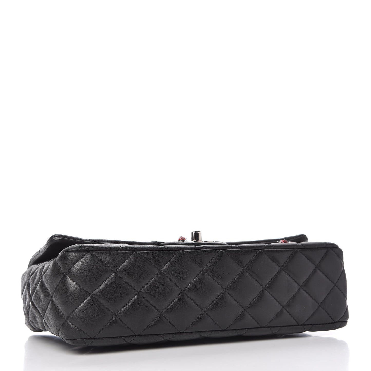 Lambskin Quilted Medium Ladybug Flap Black