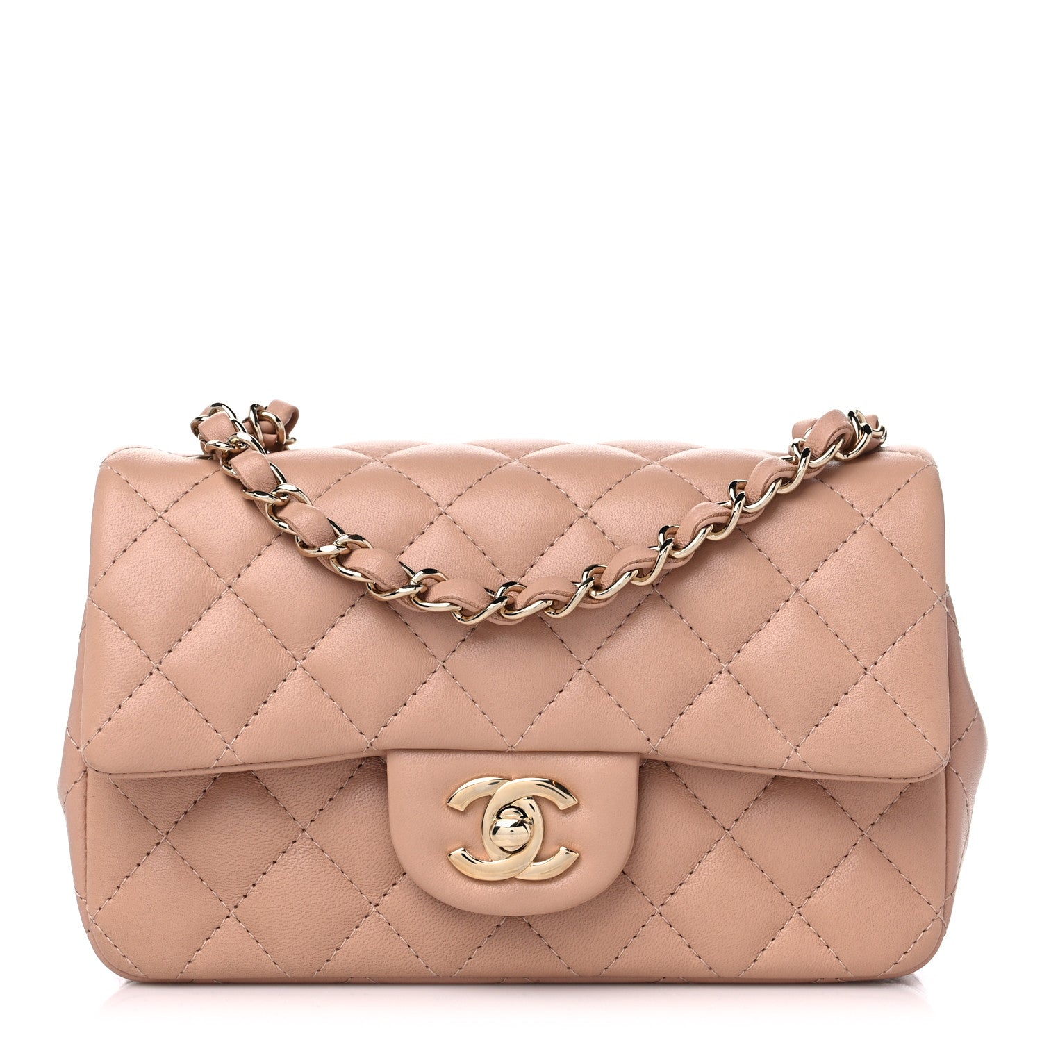 Chanel Lambskin Quilted Mini Rectangular Flap Beige 1 of 11