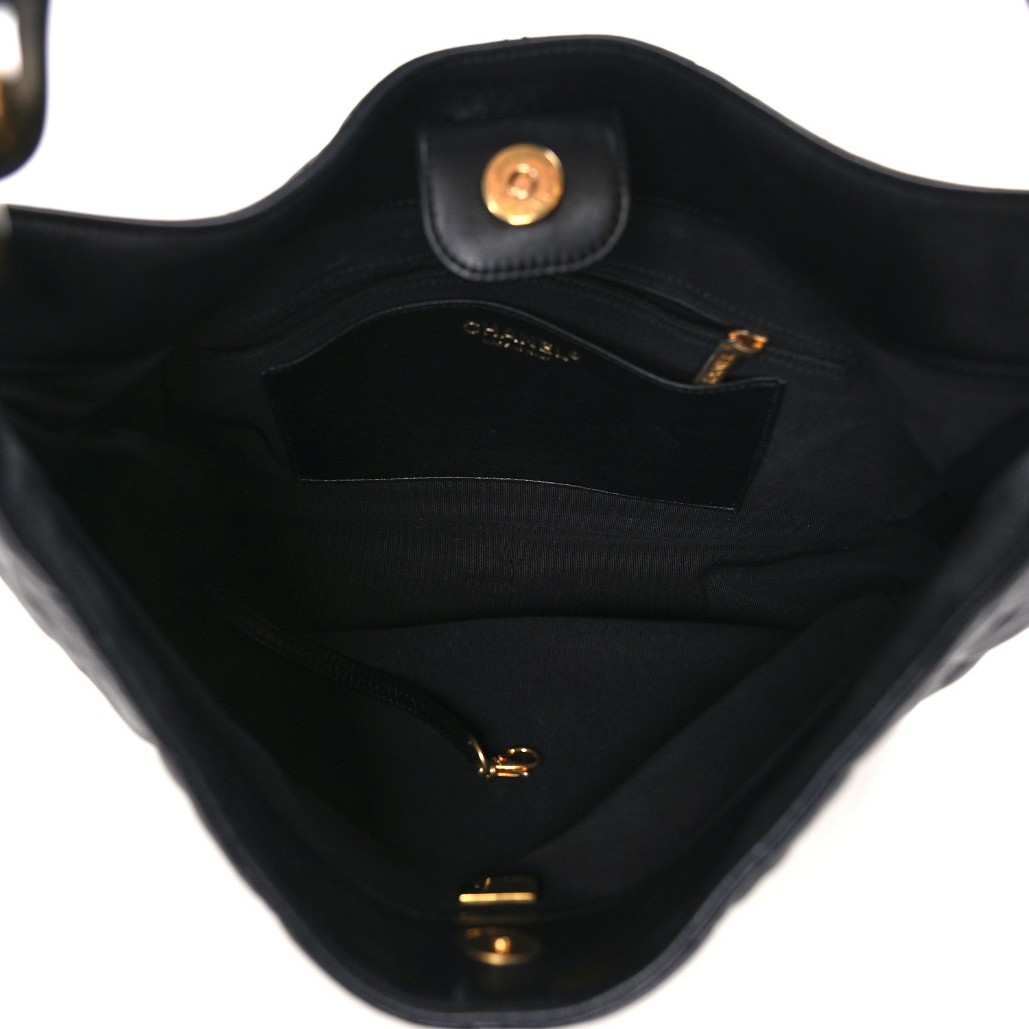 Chanel Lambskin Quilted Large CC Funky Town Hobo Black 5 of 9