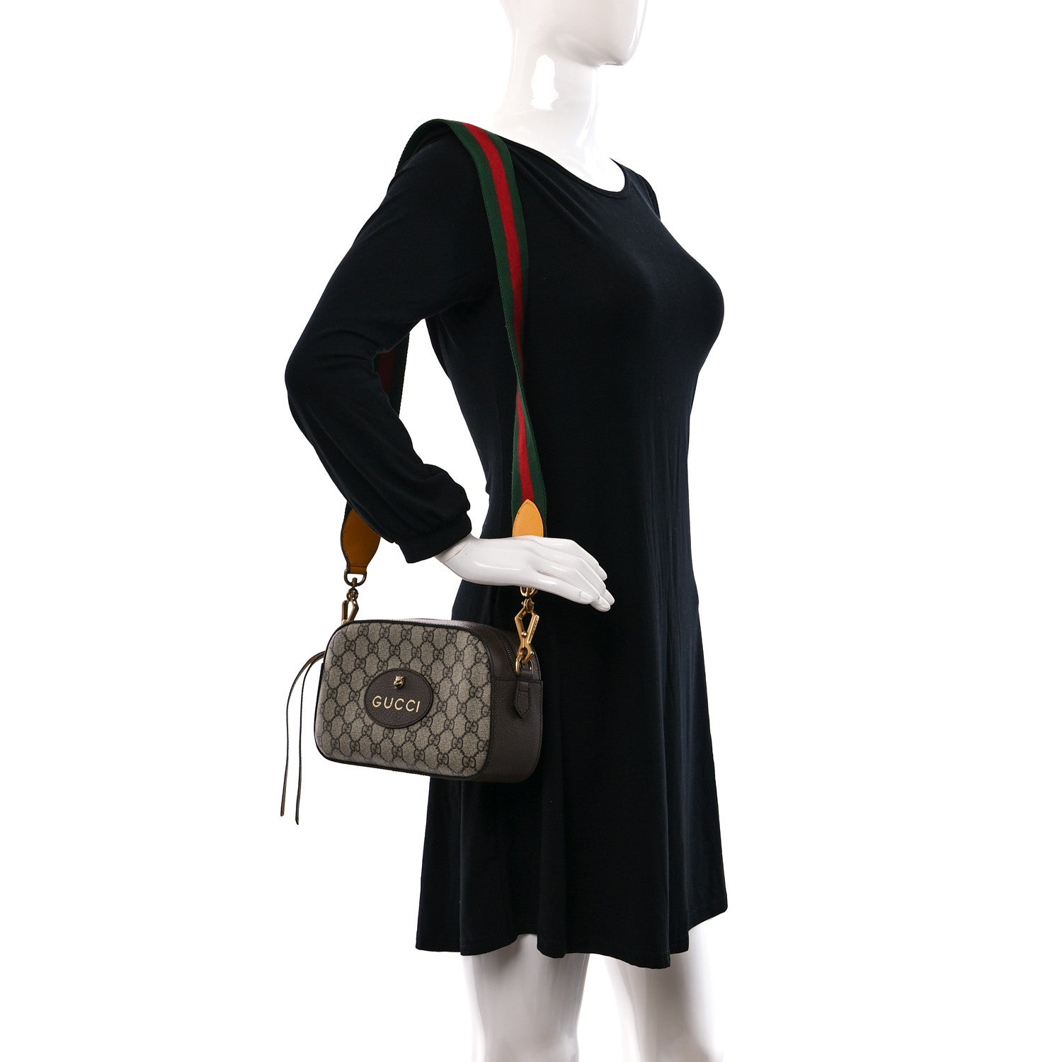 Gucci GG Supreme Monogram Web Neo Vintage Shoulder Bag Beige New Acero Crop 2 of 12
