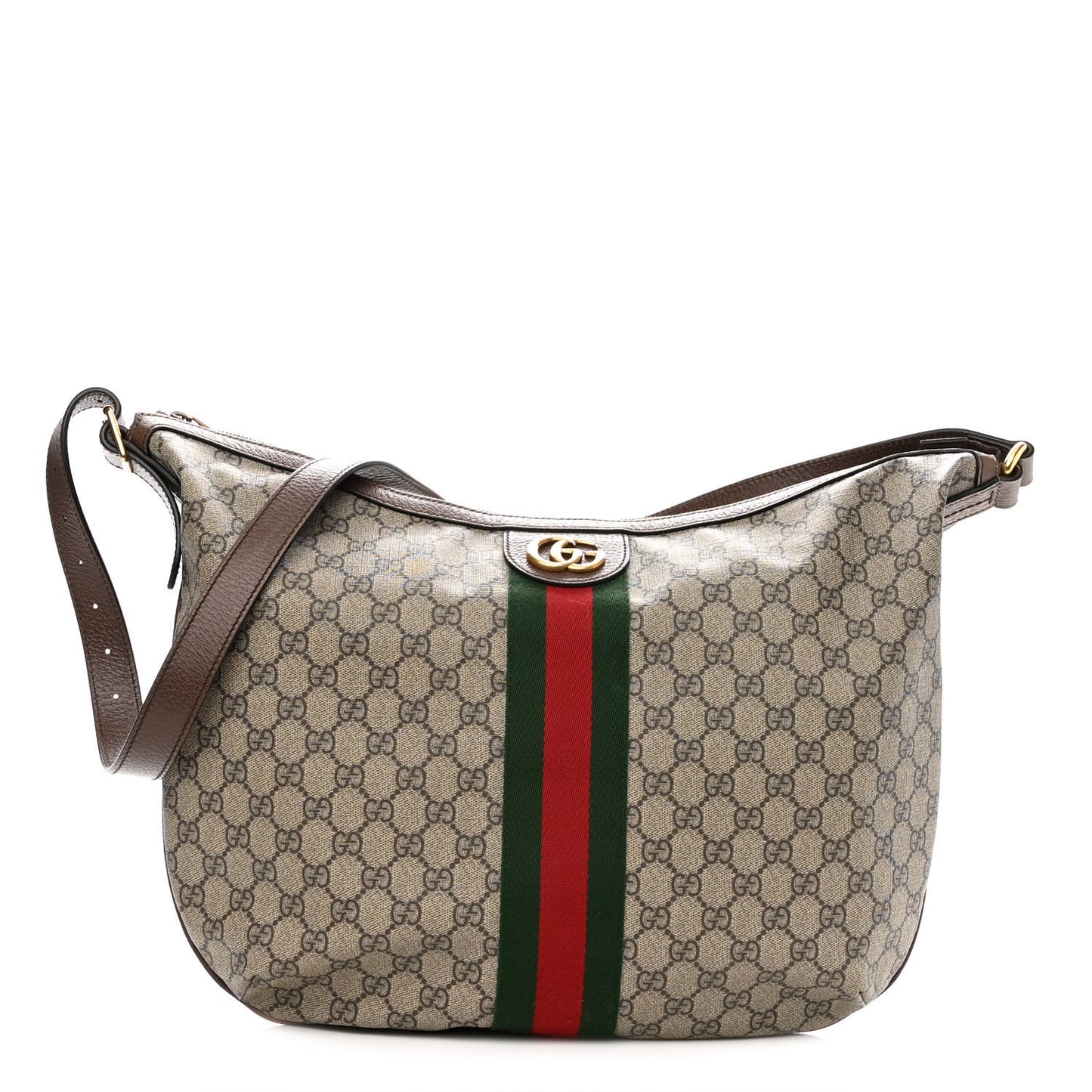 GG Supreme Monogram Web Ophidia Half Moon Hobo Brown