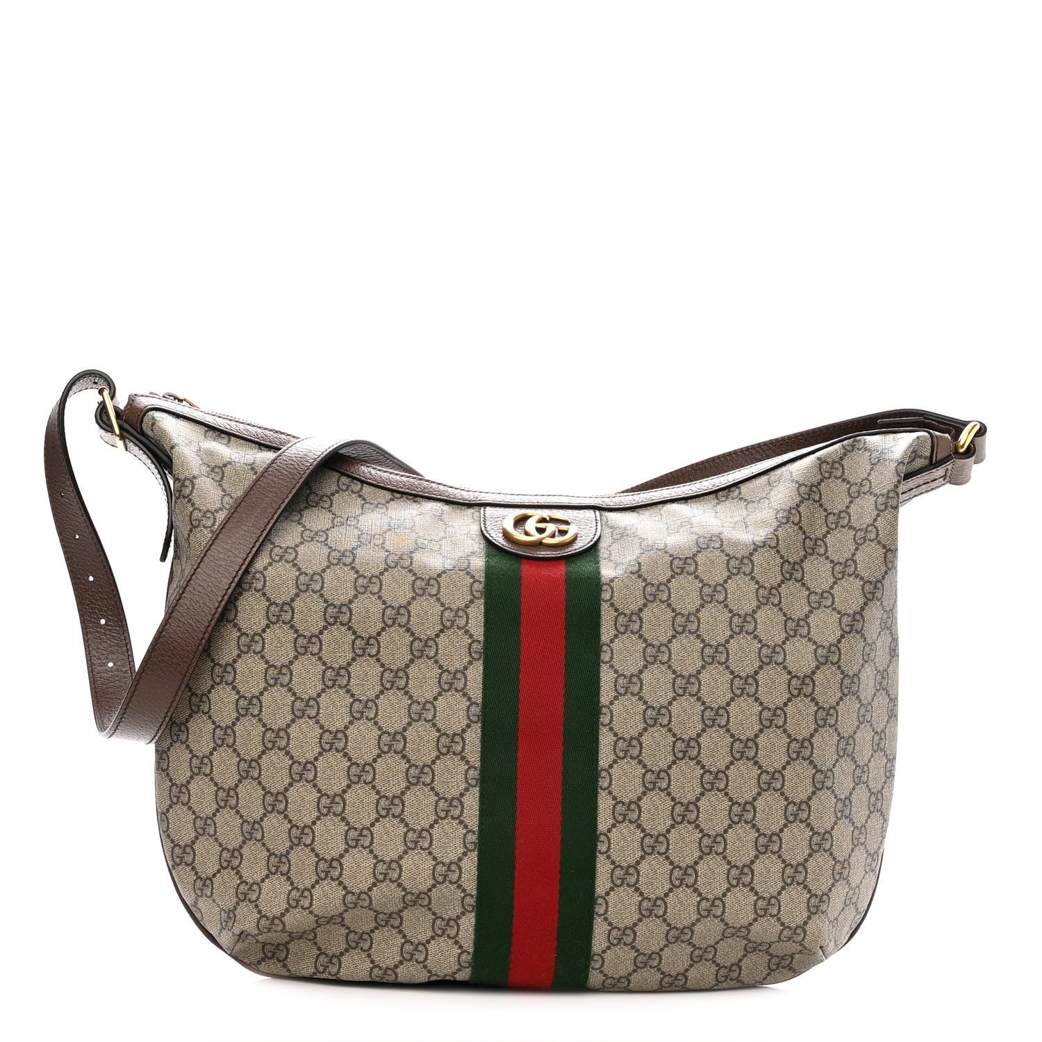 Gucci GG Supreme Monogram Web Ophidia Half Moon Hobo Brown 1 of 10