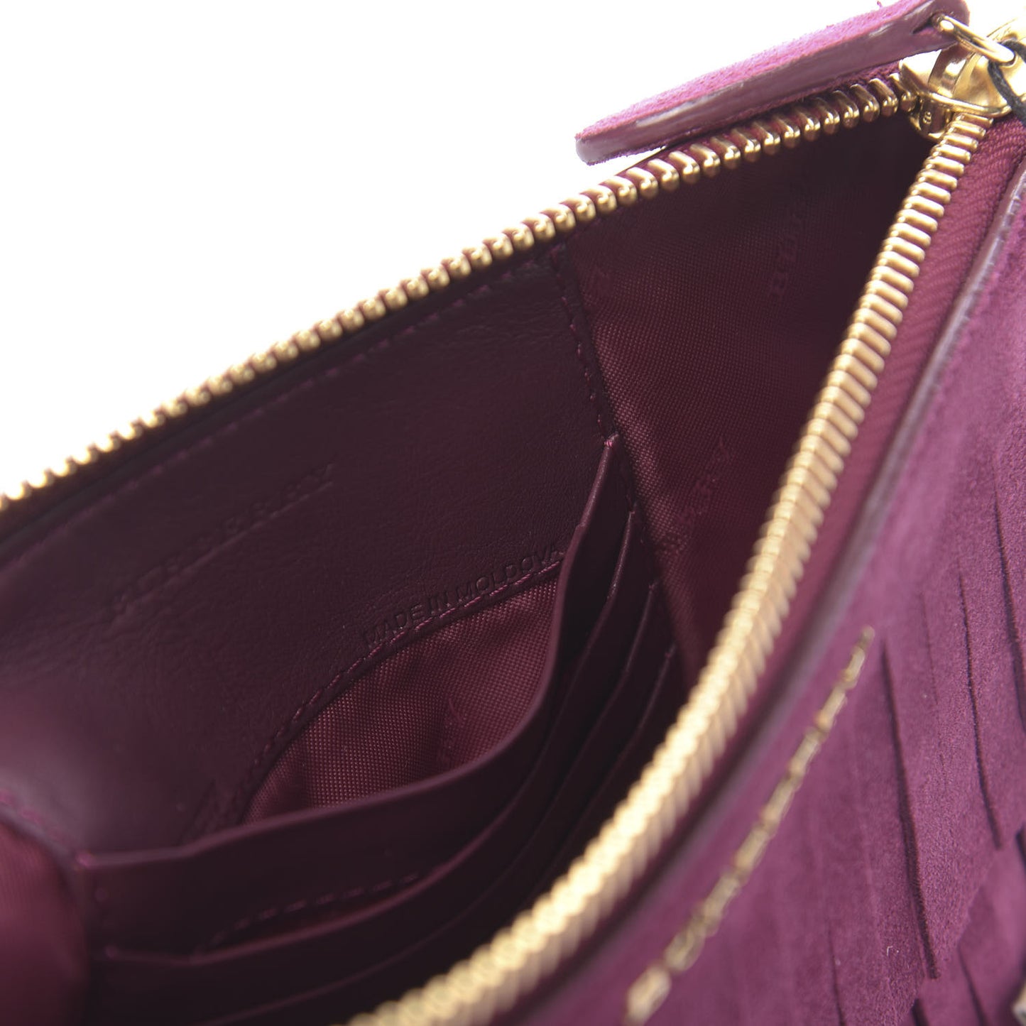Suede Fringe Peyton Crossbody Clutch Bag Magenta