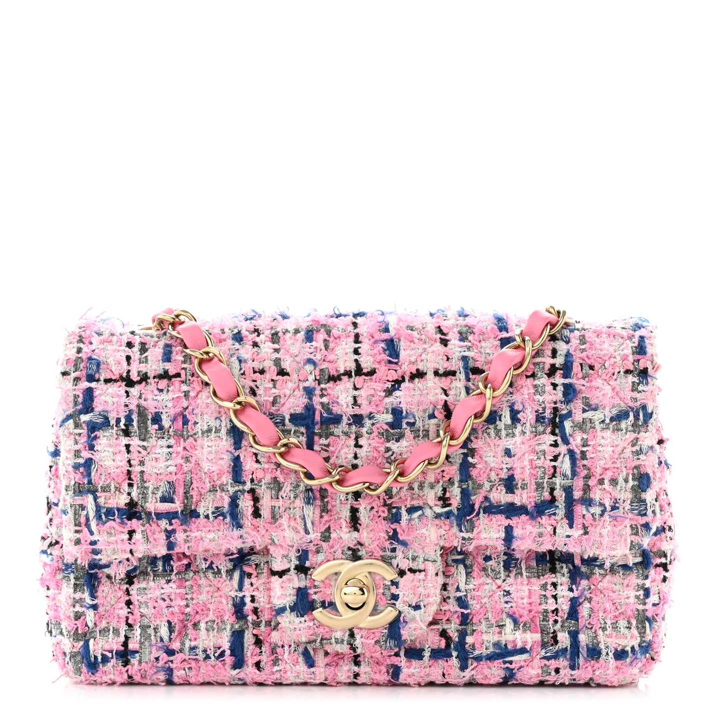 Tweed Quilted Mini Rectangular Flap Pink Multicolor