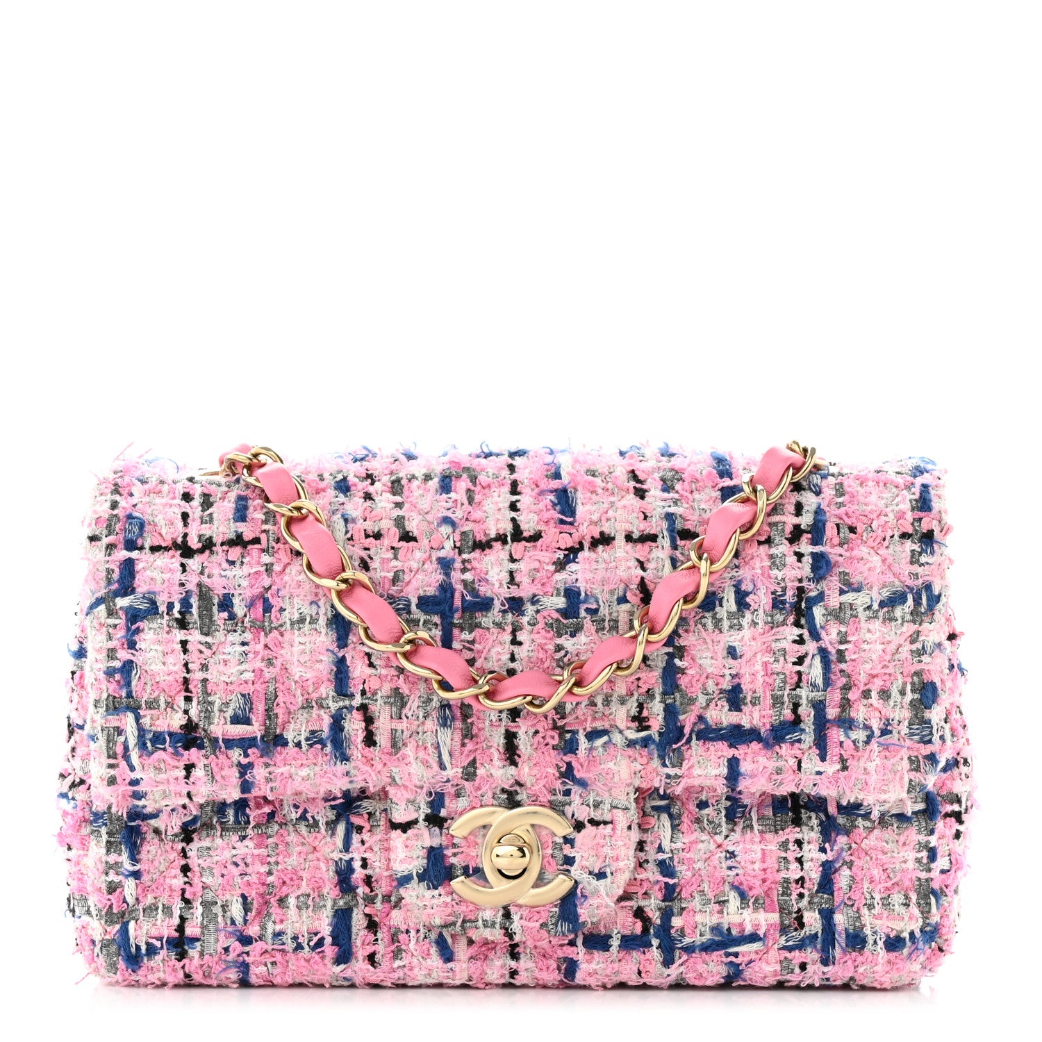 Chanel Tweed Quilted Mini Rectangular Flap Pink Multicolor 1 of 11