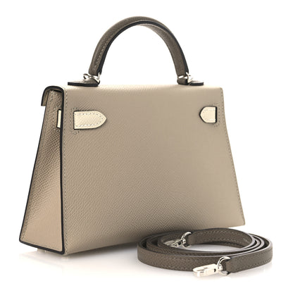 Hermes Epsom Tri-Color Mini Kelly Sellier 20 Trench Craie Etoupe 3 of 13
