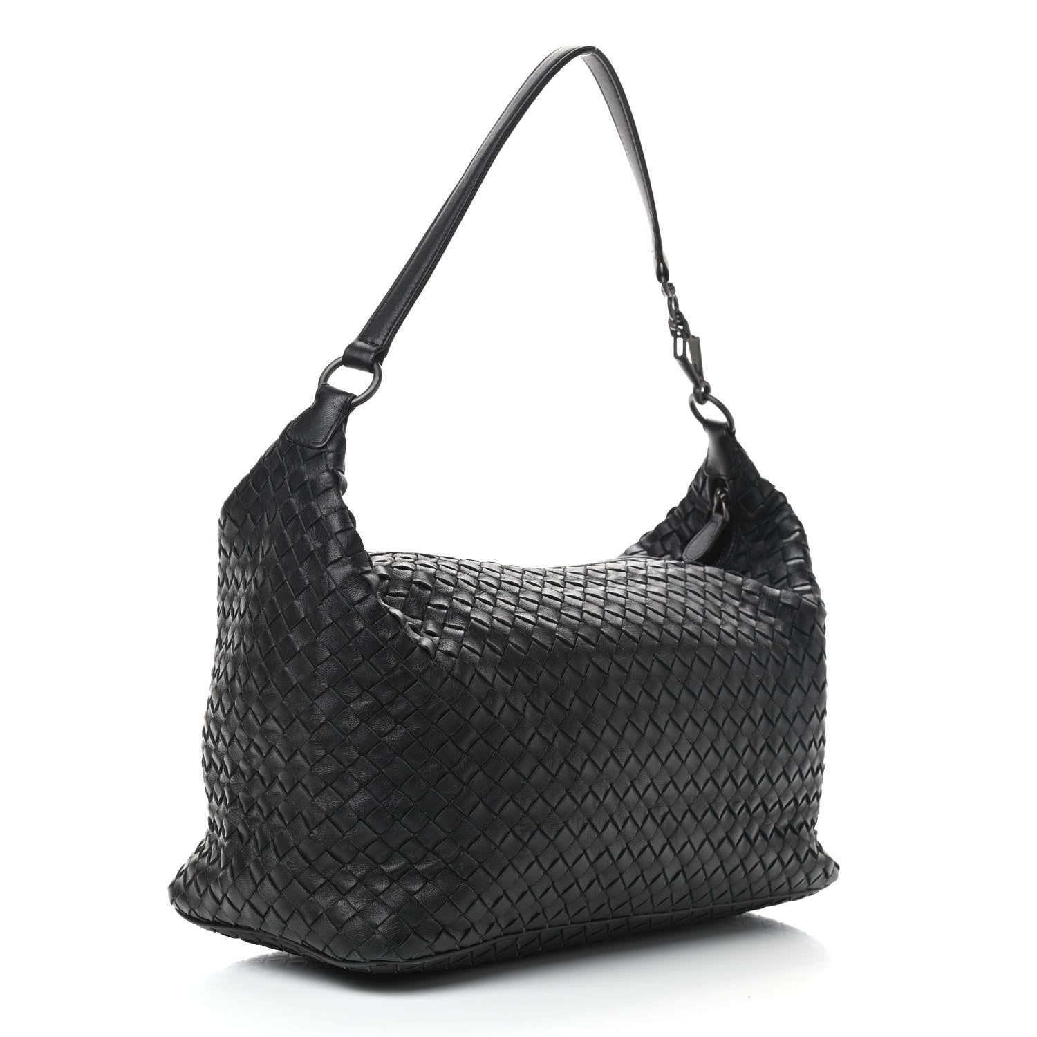 Bottega Veneta Nappa Intrecciato Medium Shoulder Bag Black 3 of 9