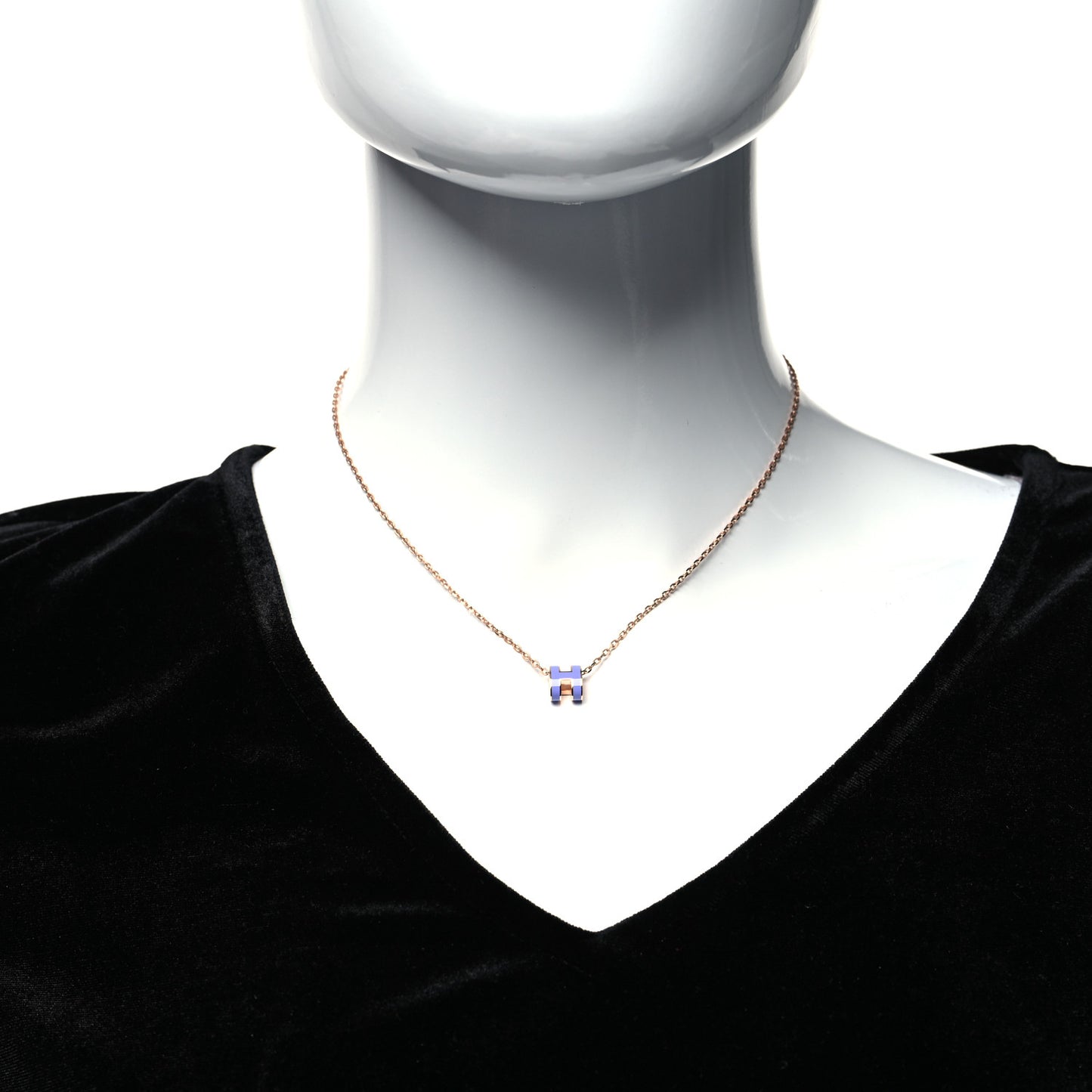 Lacquered Rose Gold Mini Pop H Pendant Necklace Lilac