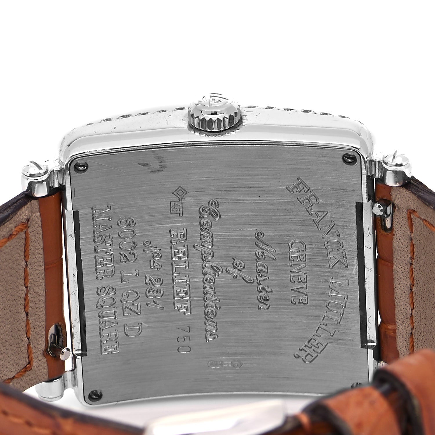 Franck Muller 18K White Gold Alligator Diamond Pave Bezel 29mm Master Square Automatic Watch 6002LQZD 4 of 4